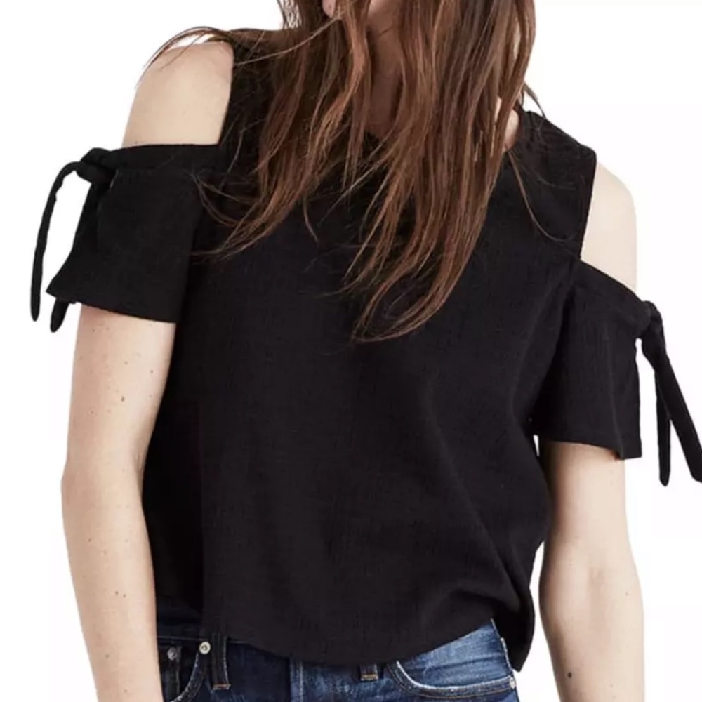 Madewell Skylark Cold Shoulder Top Black